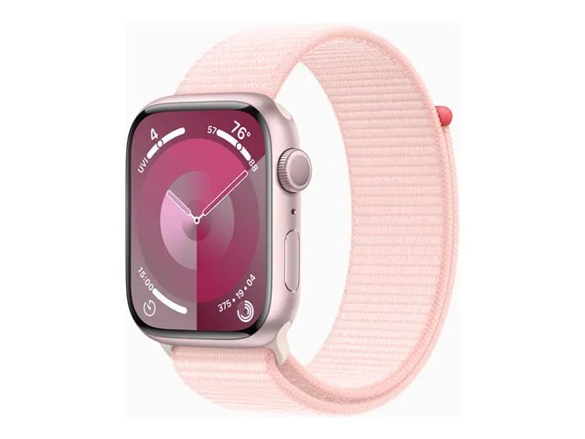 Apple Watch Series 9 (Gps) - 45 Mm - Pink Aluminium - Smart Watch With Sport Loop - Soft Double-Layer Nylon - Light Pink