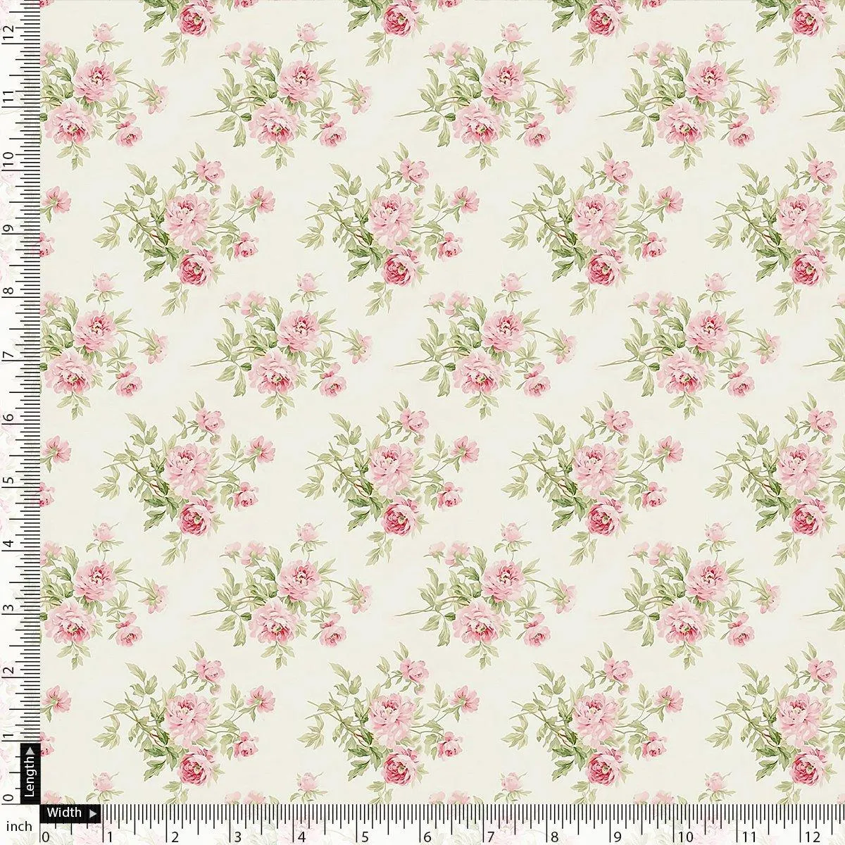 Attractive Summer Pink Roses Seamless Digital Printed Fabric - Rayon