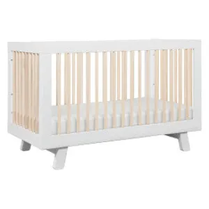 Babyletto Hudson 3-in-1 Convertible Crib with Toddler Conversion Kit - White and Washed Natural