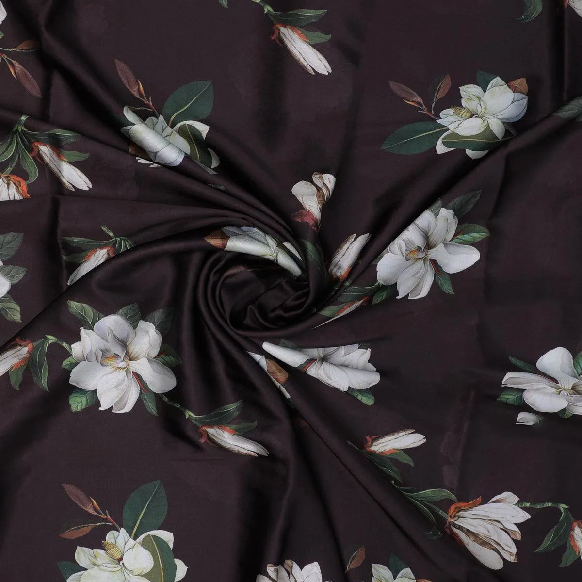Big White Flower Repeat Digital Printed Fabric - Japan Satin