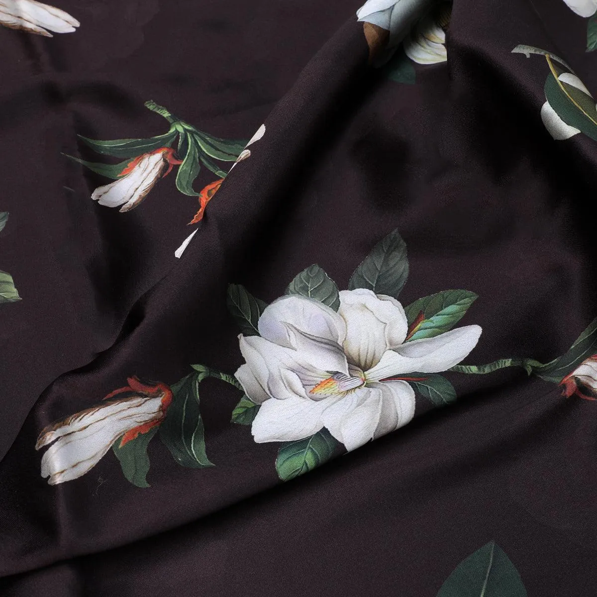 Big White Flower Repeat Digital Printed Fabric - Japan Satin