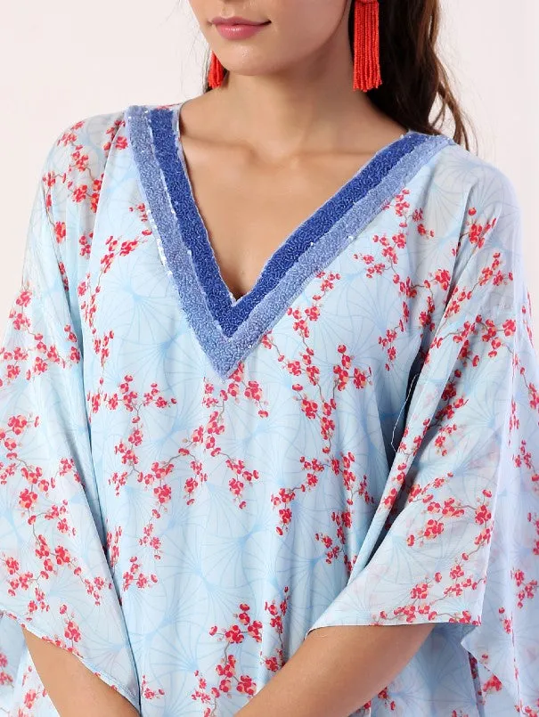 Blue Hand Embroidered Kaftan (Set of 2)