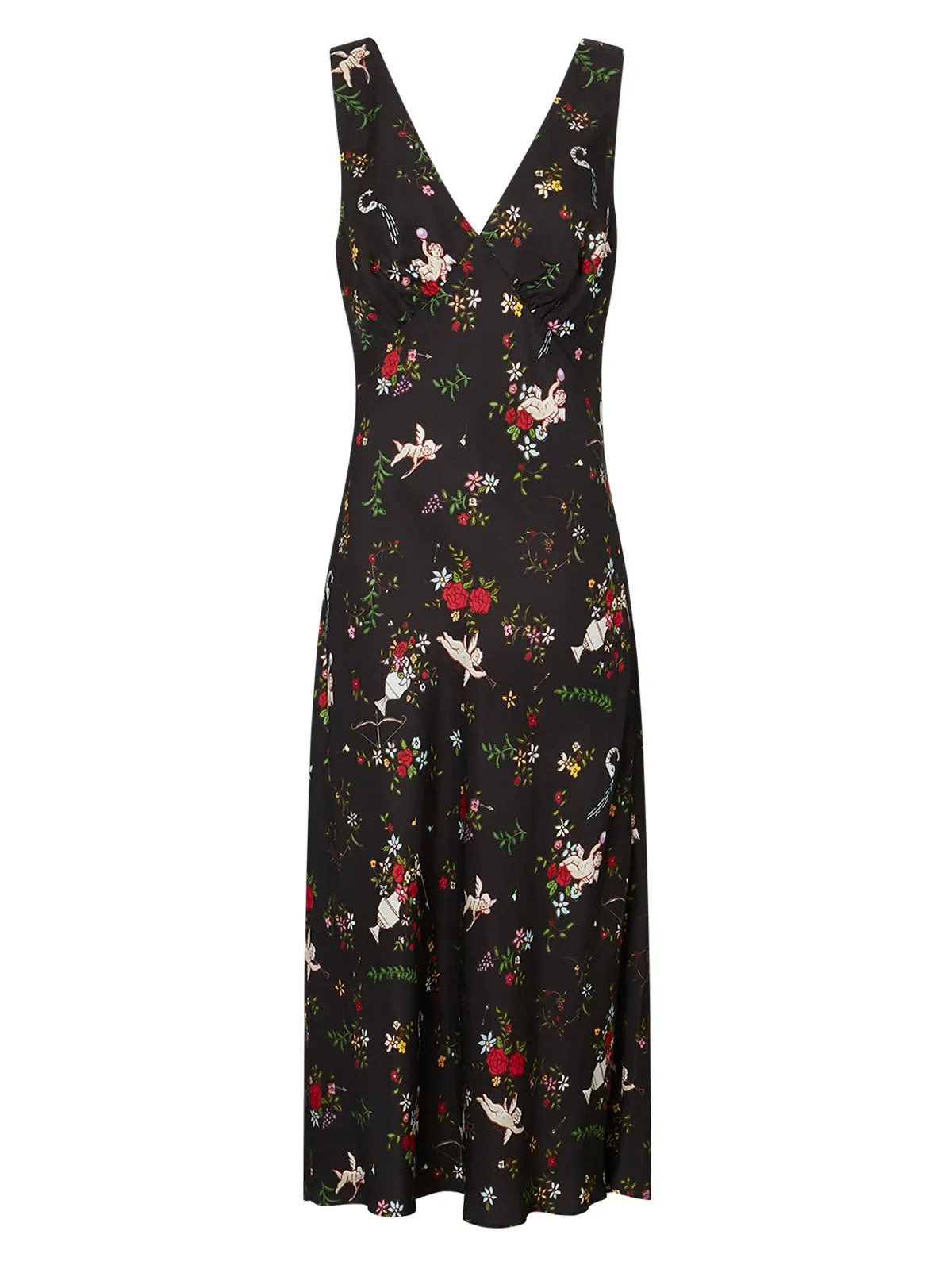 Claire Black Cherub Print Slip Dress