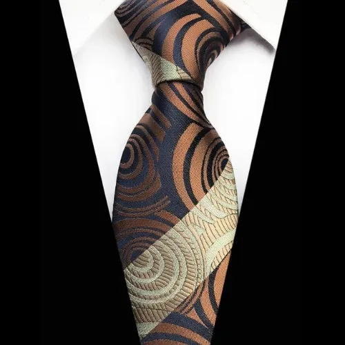 Classy Men Brown Spiral Silk Tie
