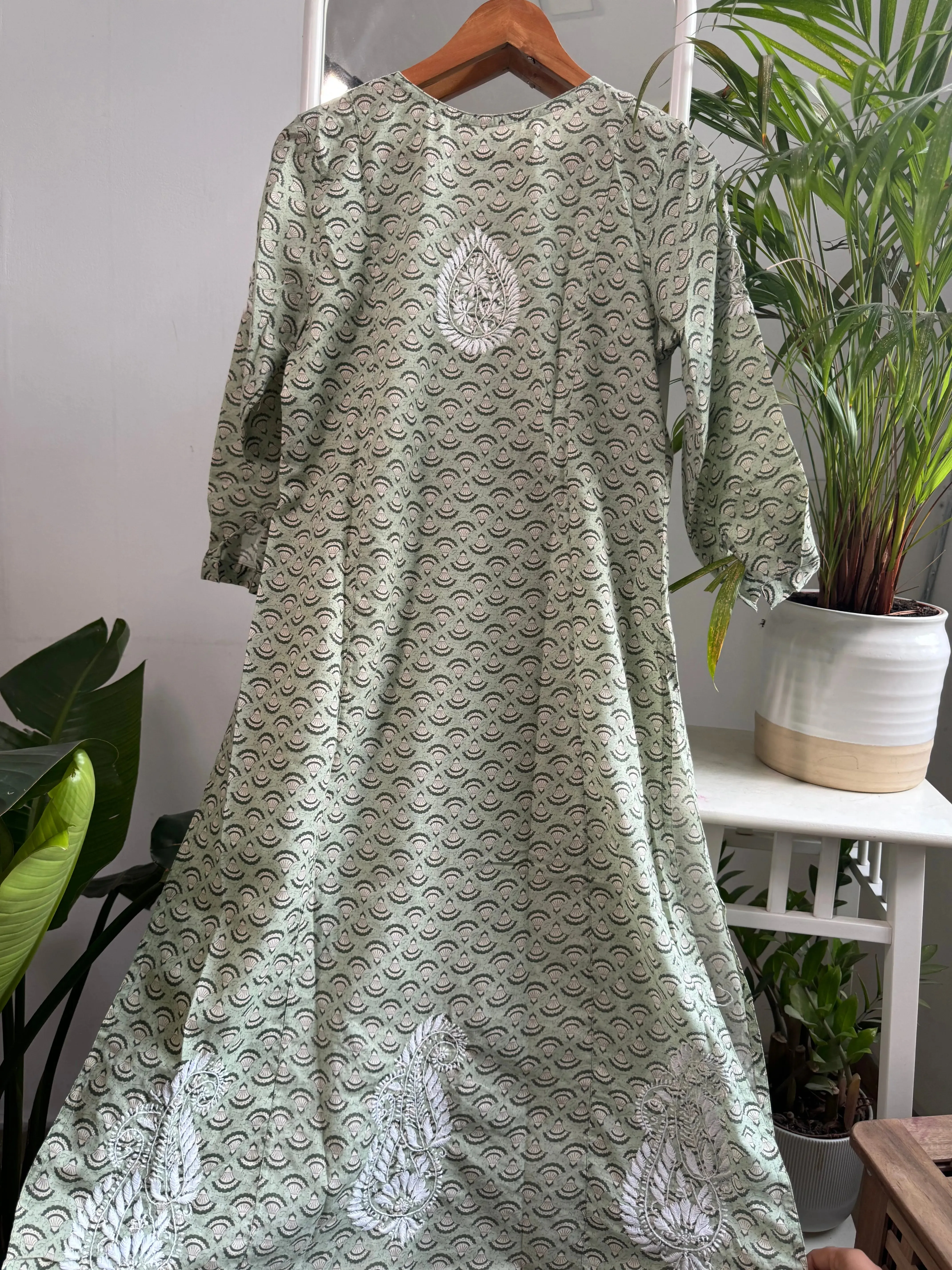 Cotton Printed Chikankari Set - Green