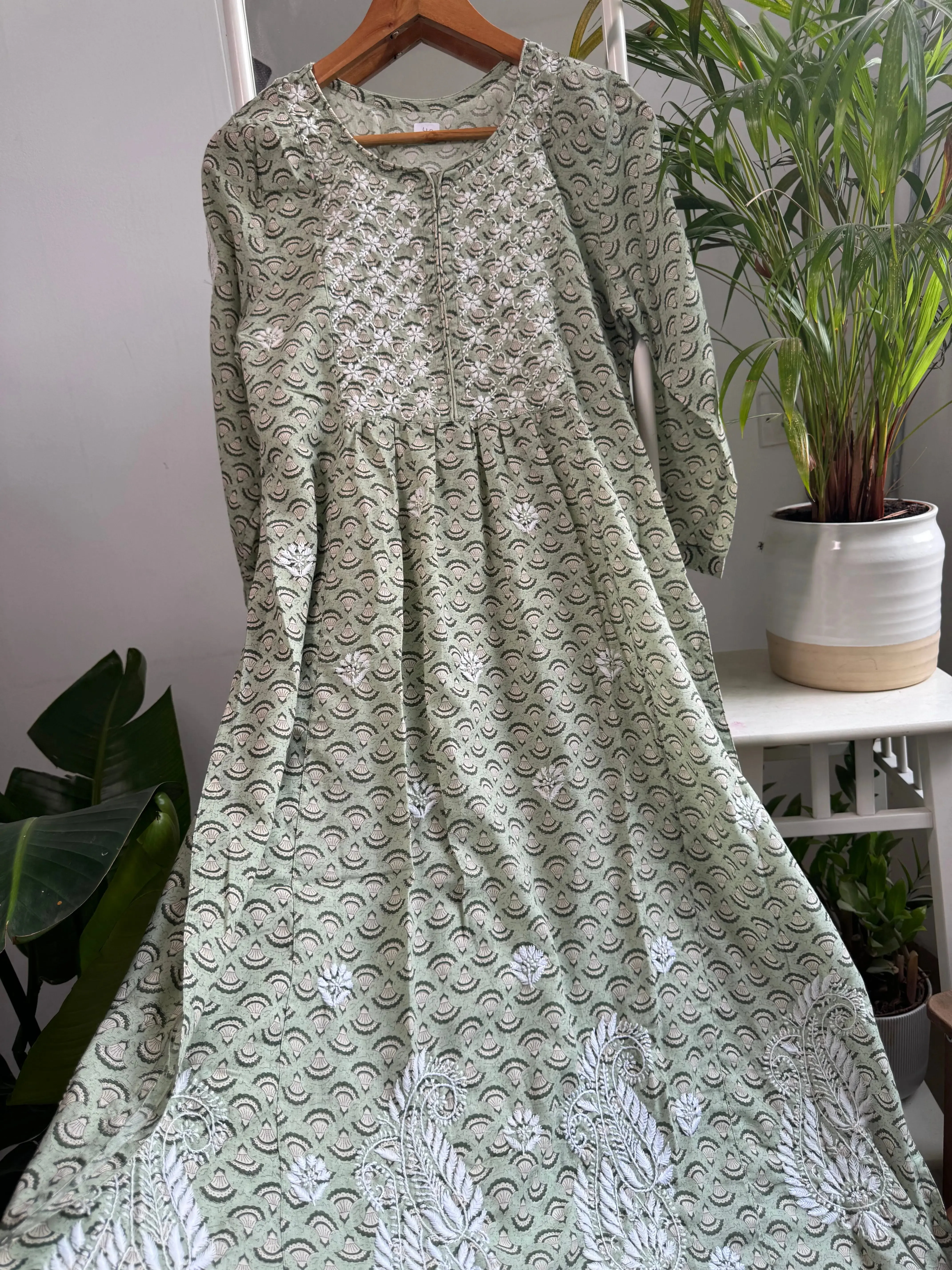 Cotton Printed Chikankari Set - Green