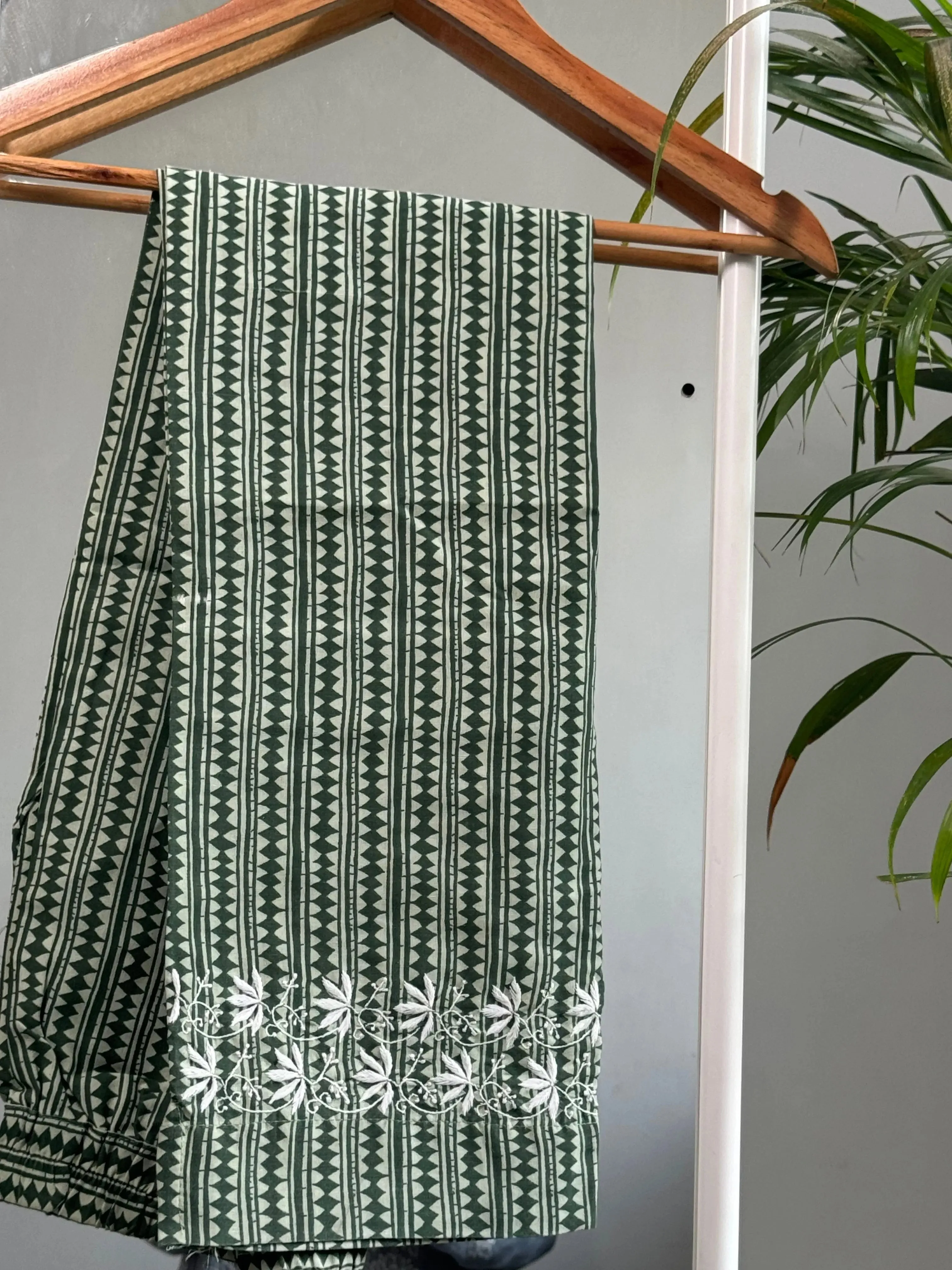 Cotton Printed Chikankari Set - Green