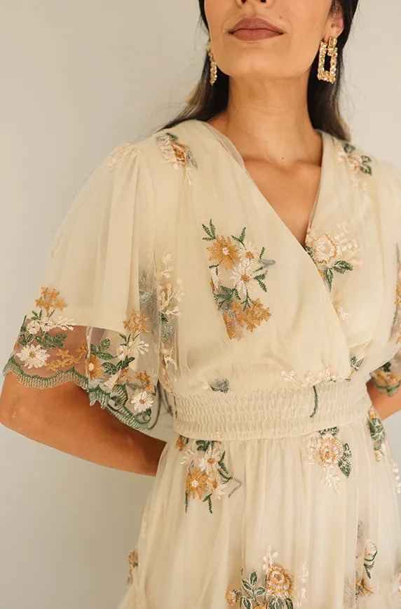 Eleanor Ivory Embroidered Tiered Dress- Restocked