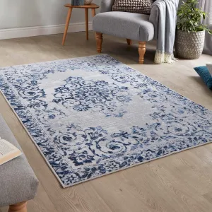 Fusion Faraday Washable Rug - Blue