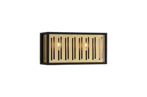 Goldenguild Matte Black & Brushed Gold 2 Light Wall Sconce