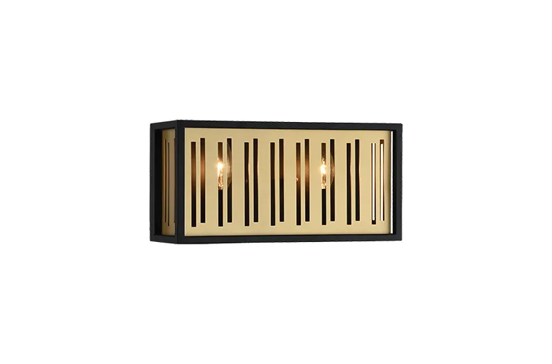 Goldenguild Matte Black & Brushed Gold 2 Light Wall Sconce