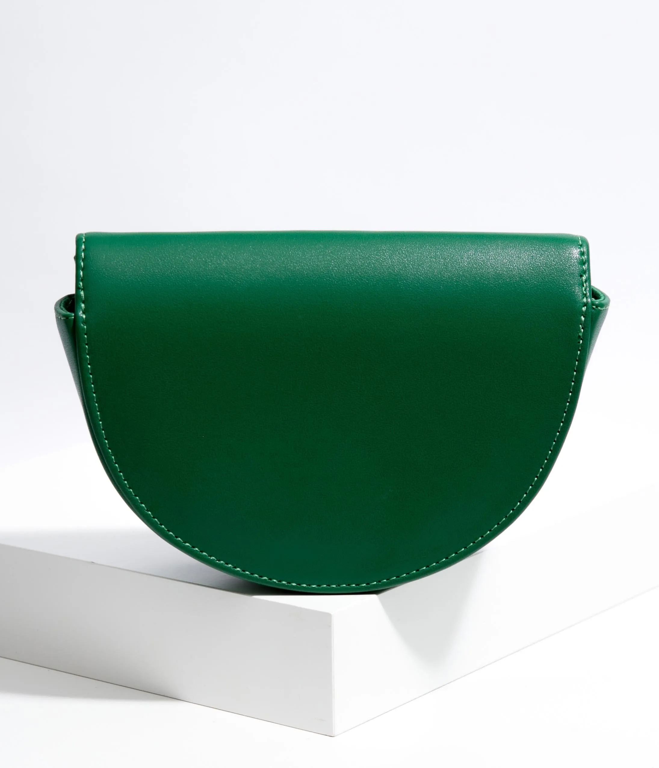 Green Leatherette Beaded Strap Crossbody Purse