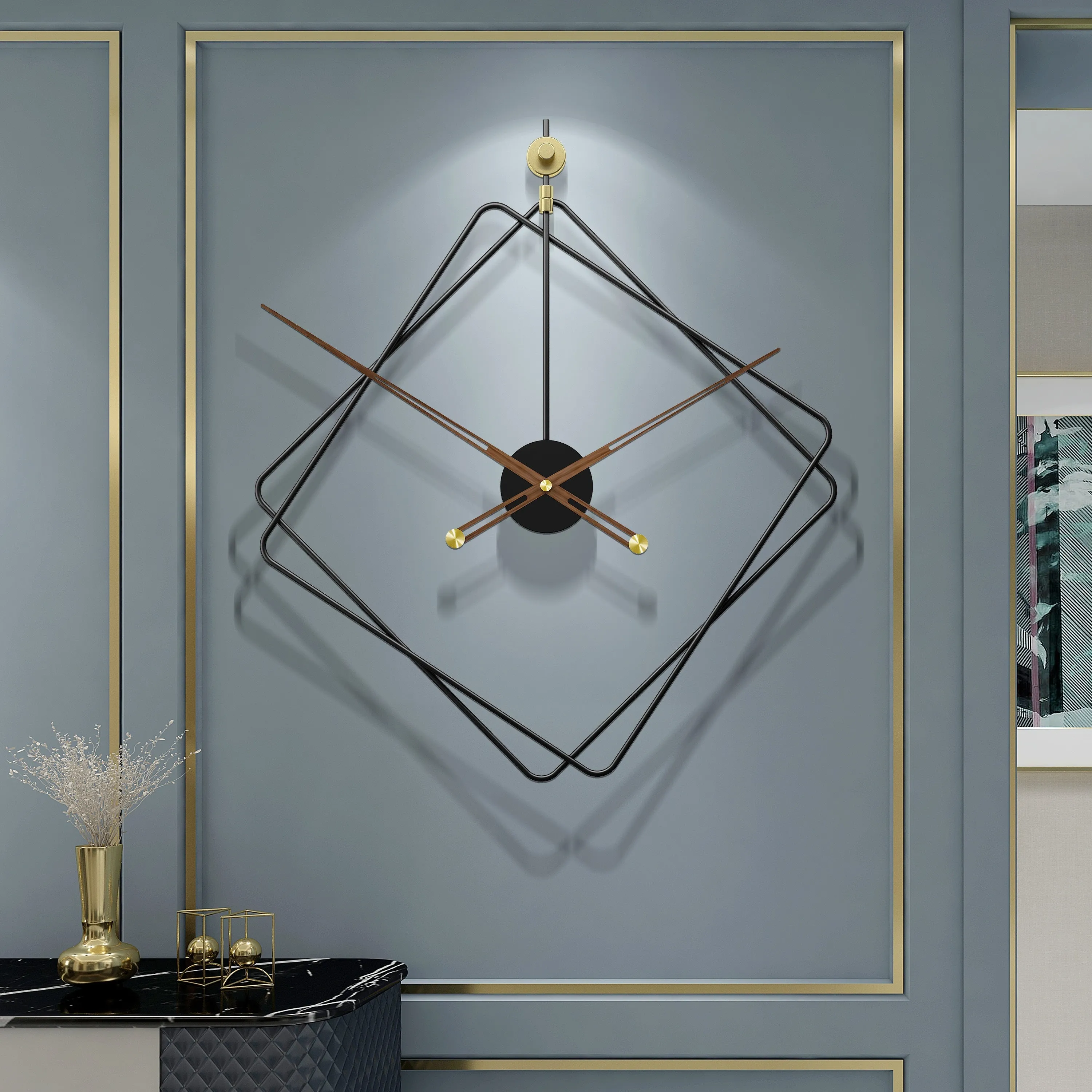 Iron  Home Decoration Modern Design Mounted Wall Clock by Peterson Housewares & Artwares