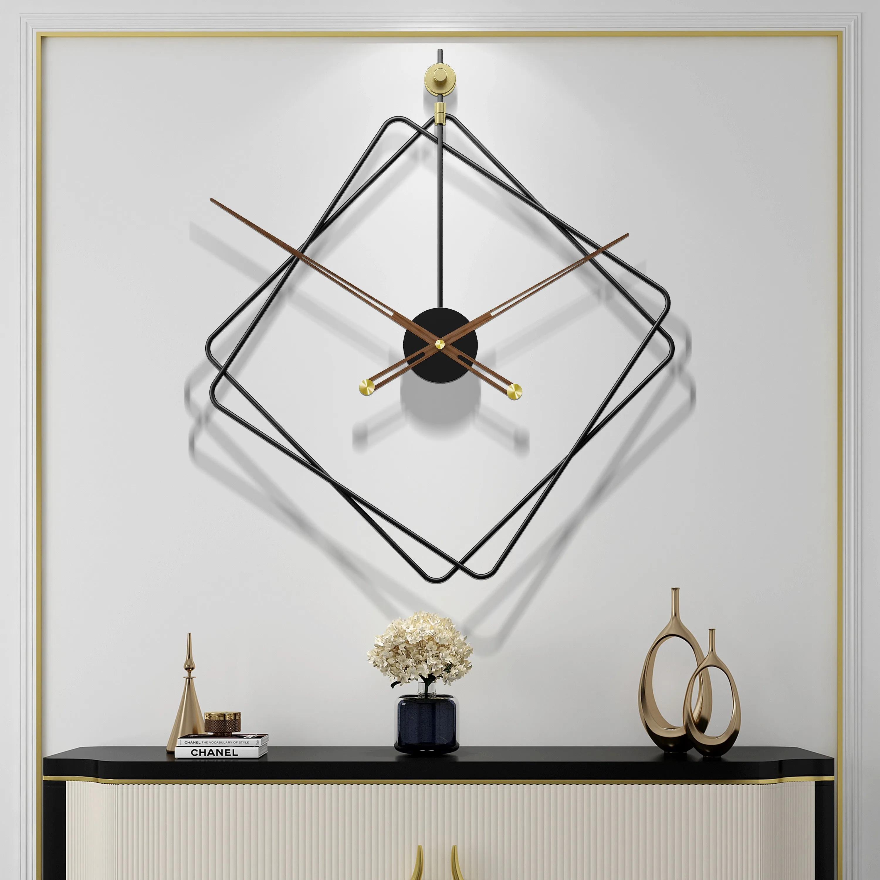 Iron  Home Decoration Modern Design Mounted Wall Clock by Peterson Housewares & Artwares