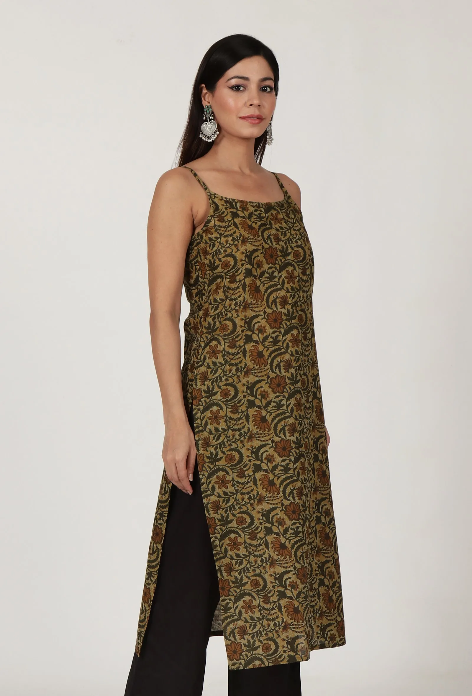Kalamkari Printed Yellow Cotton Slip