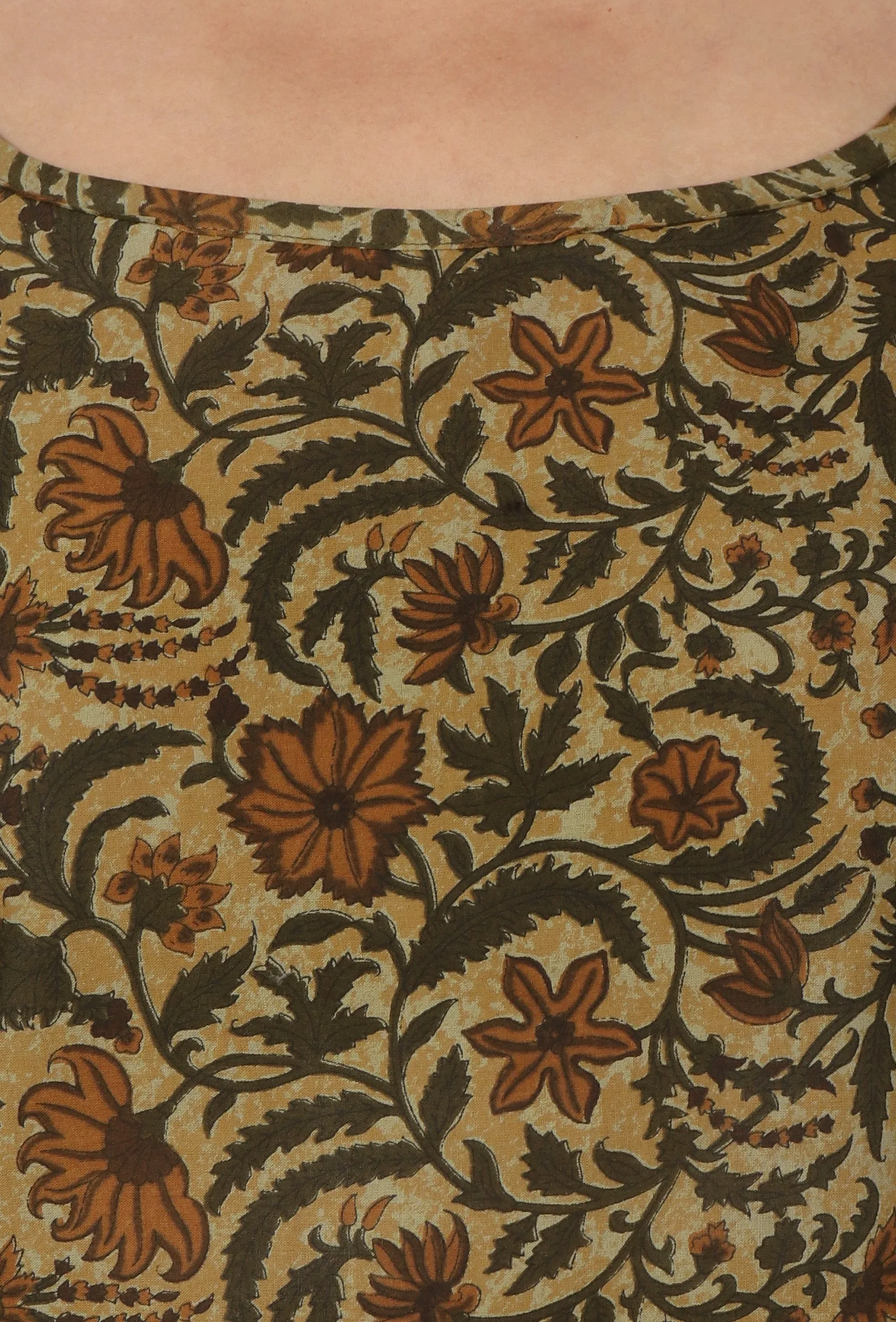 Kalamkari Printed Yellow Cotton Slip