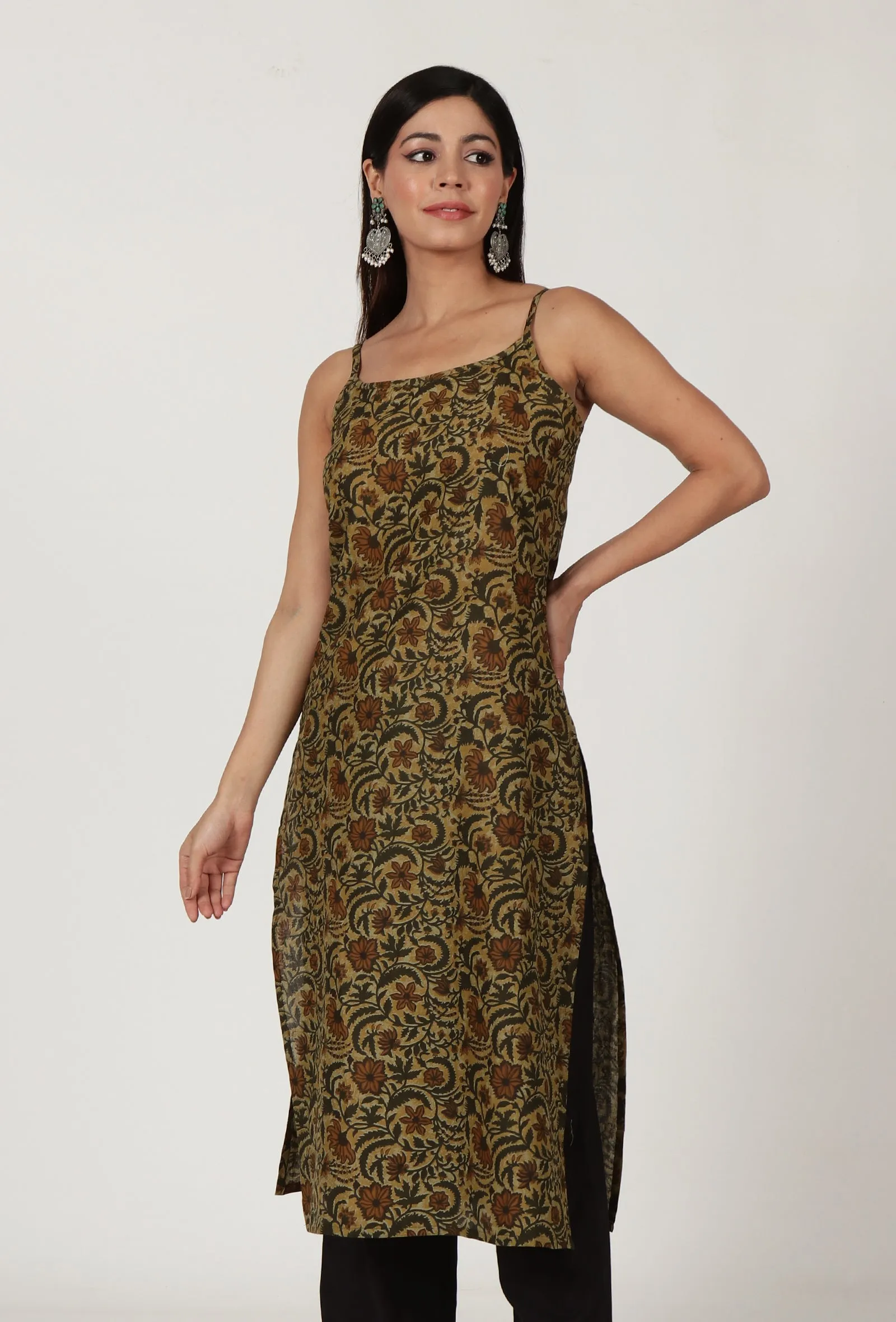 Kalamkari Printed Yellow Cotton Slip