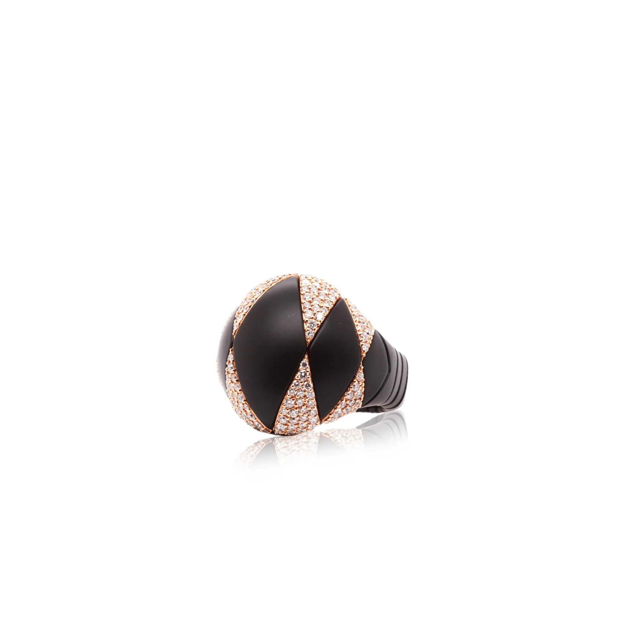 Matte Black Ceramic Ring with White Diamond Element