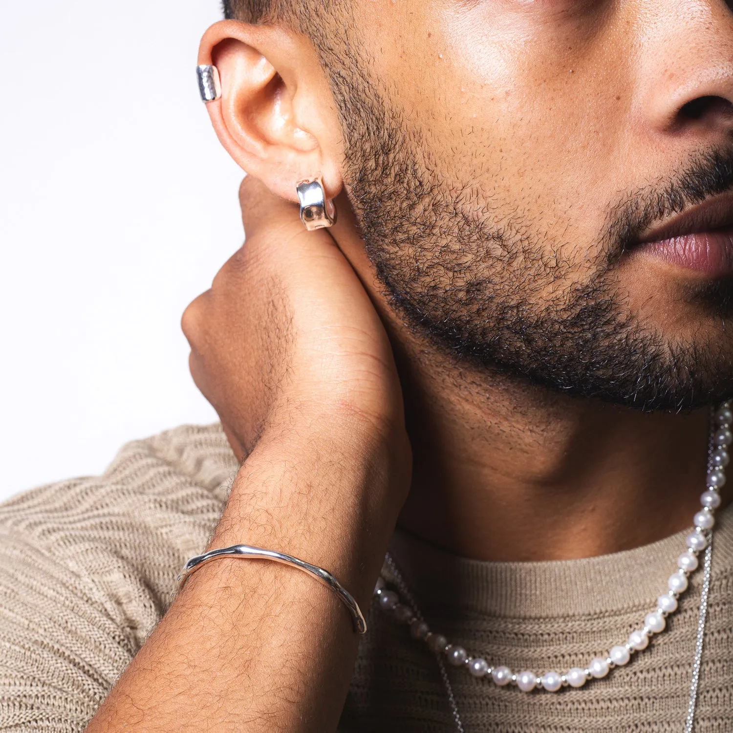 Men's White Pearl Halo Necklace