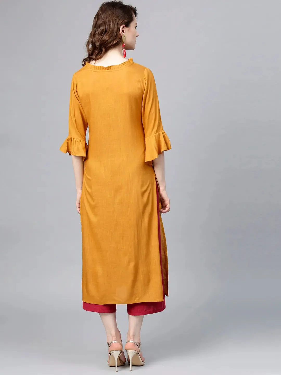 Mustard Brown Straight Kurta