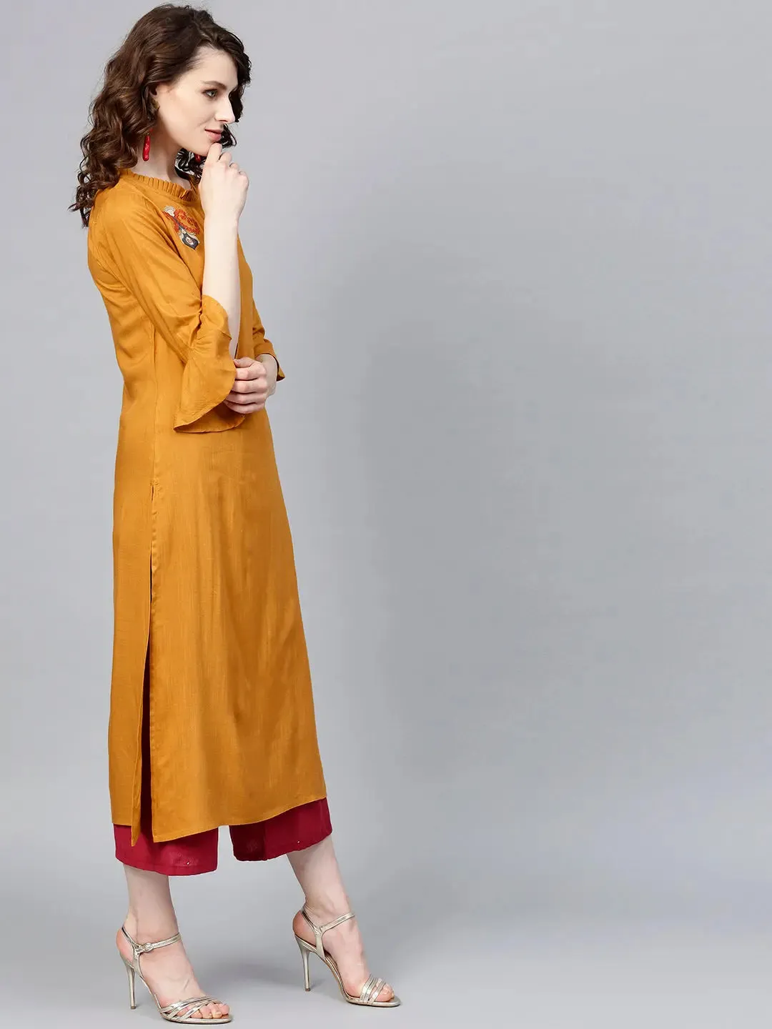 Mustard Brown Straight Kurta
