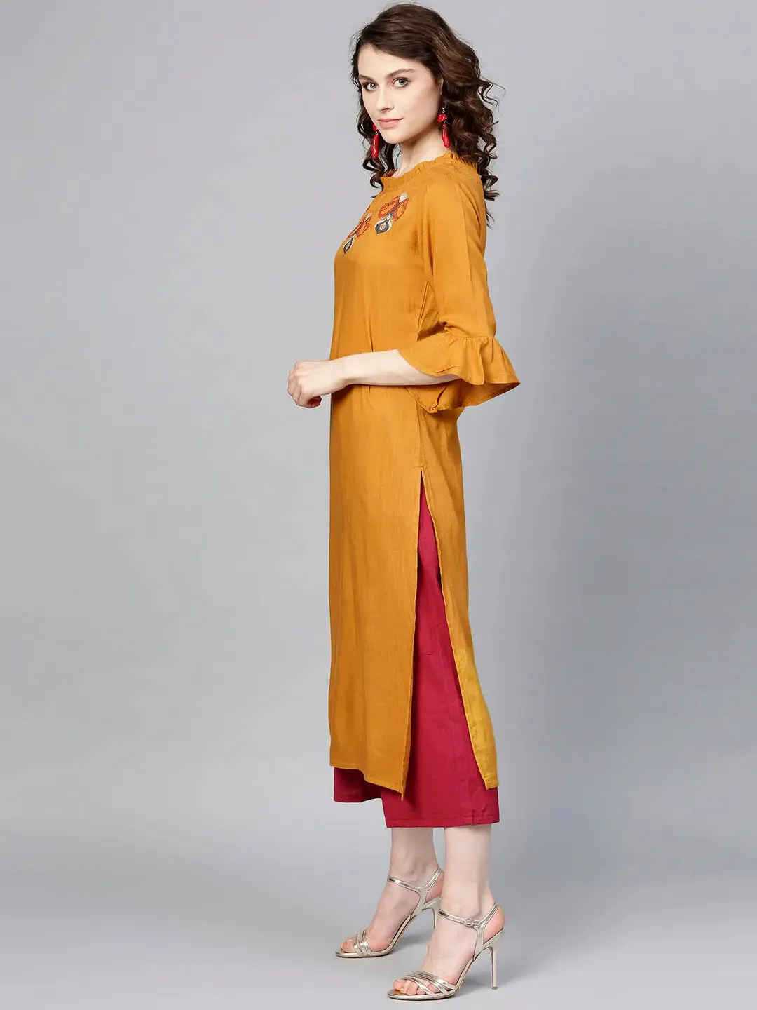 Mustard Brown Straight Kurta