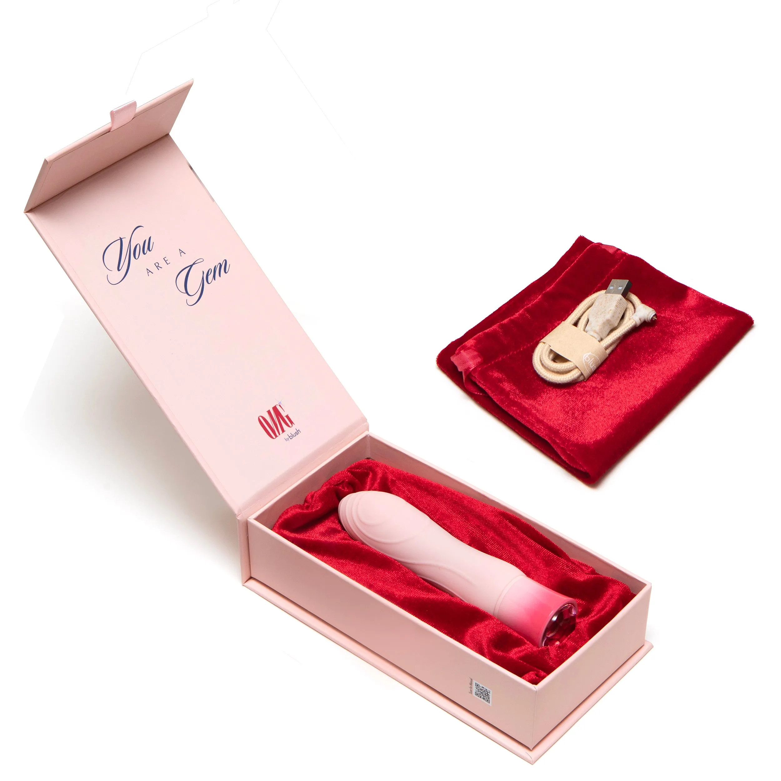 Oh My Gem By Blush® | Elegant: 5.5 Inch Warming G Spot Stimulation Vibrator in Morganite with Powerful RumboTech™ Technology