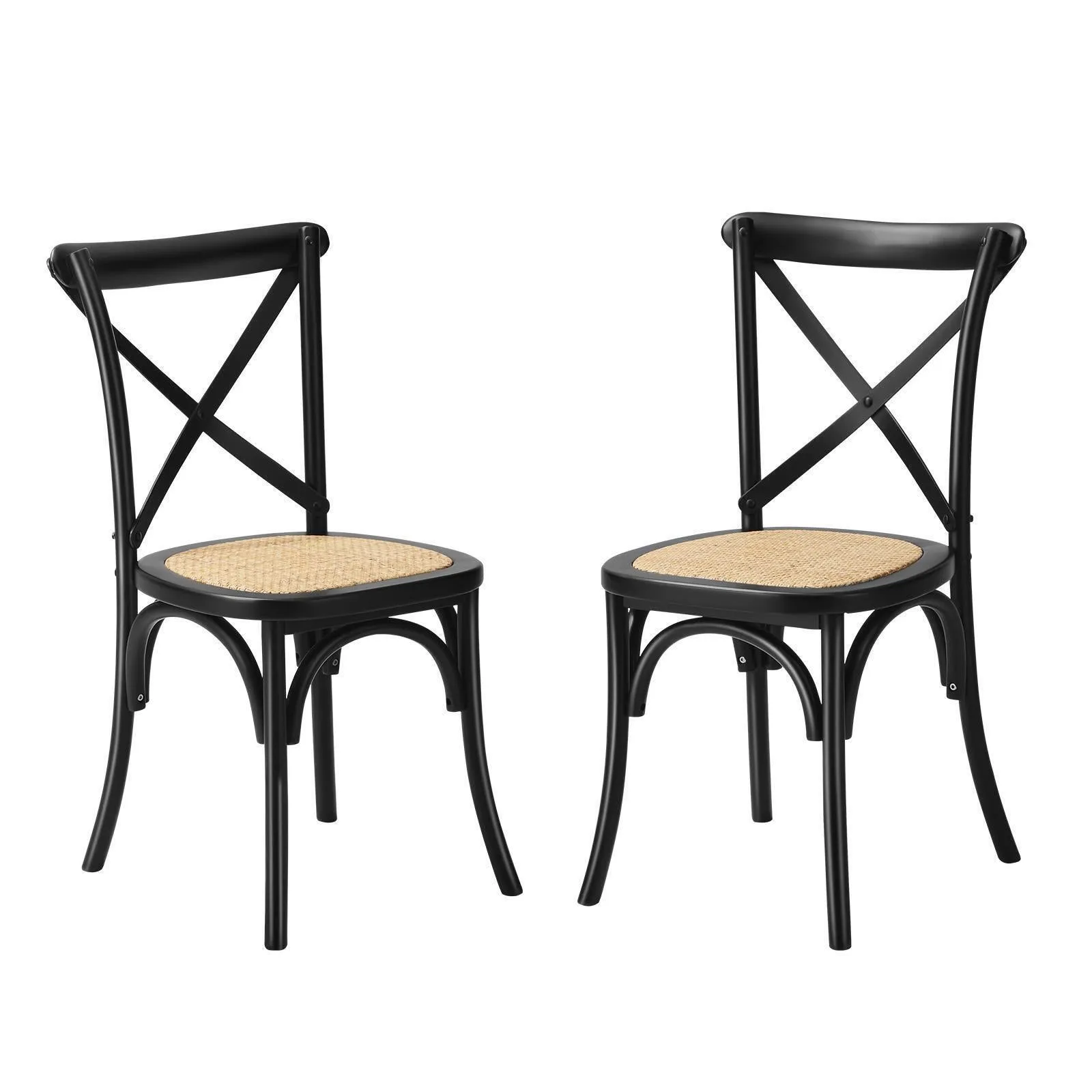 Oikiture 160cm Extendable Dining Table with 4PCS Dining Chairs Crossback Black
