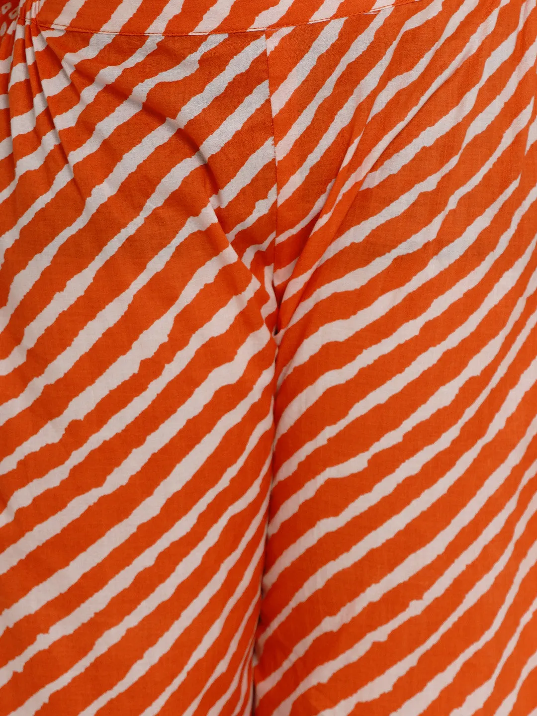 Orange Bandhej Kurta With Palazzos