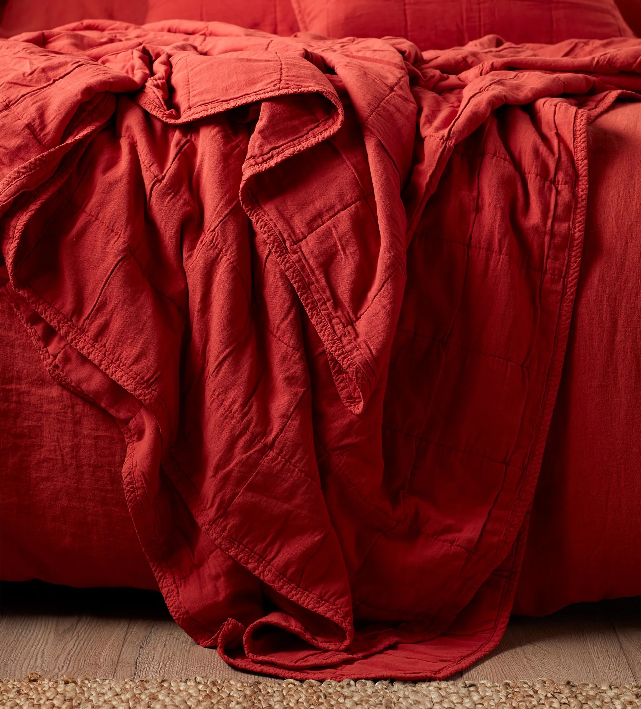 Paprika Finn 100% Cotton Quilted Cushion Cover and Throw
