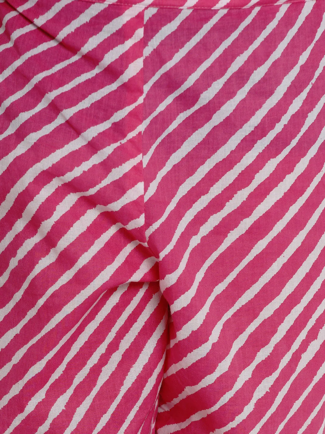 Pink Bandhej Kurta With Palazzos