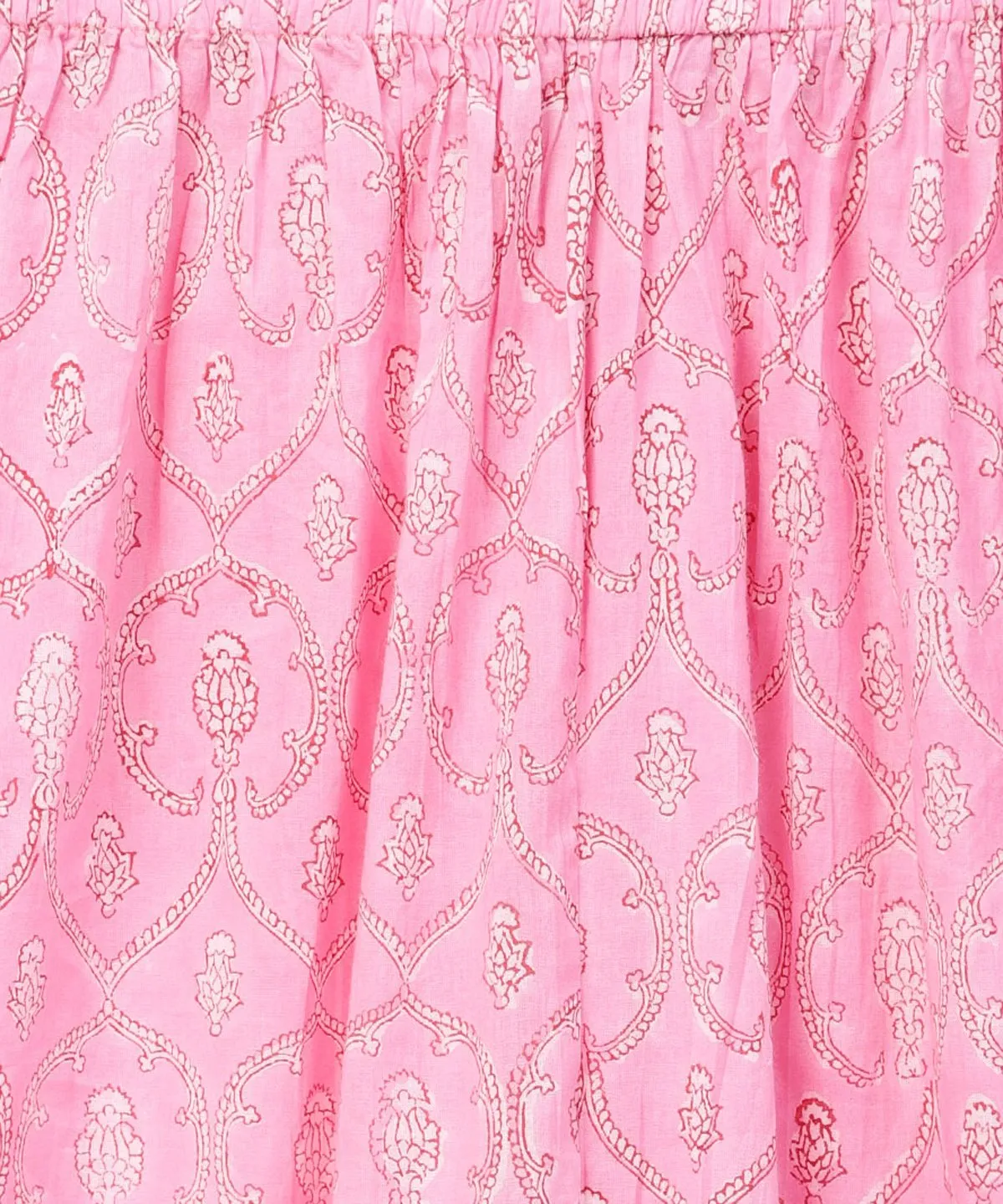 Pink Printed 3/4Th Sleeve Straight Kurta With Printed Palazzo Set