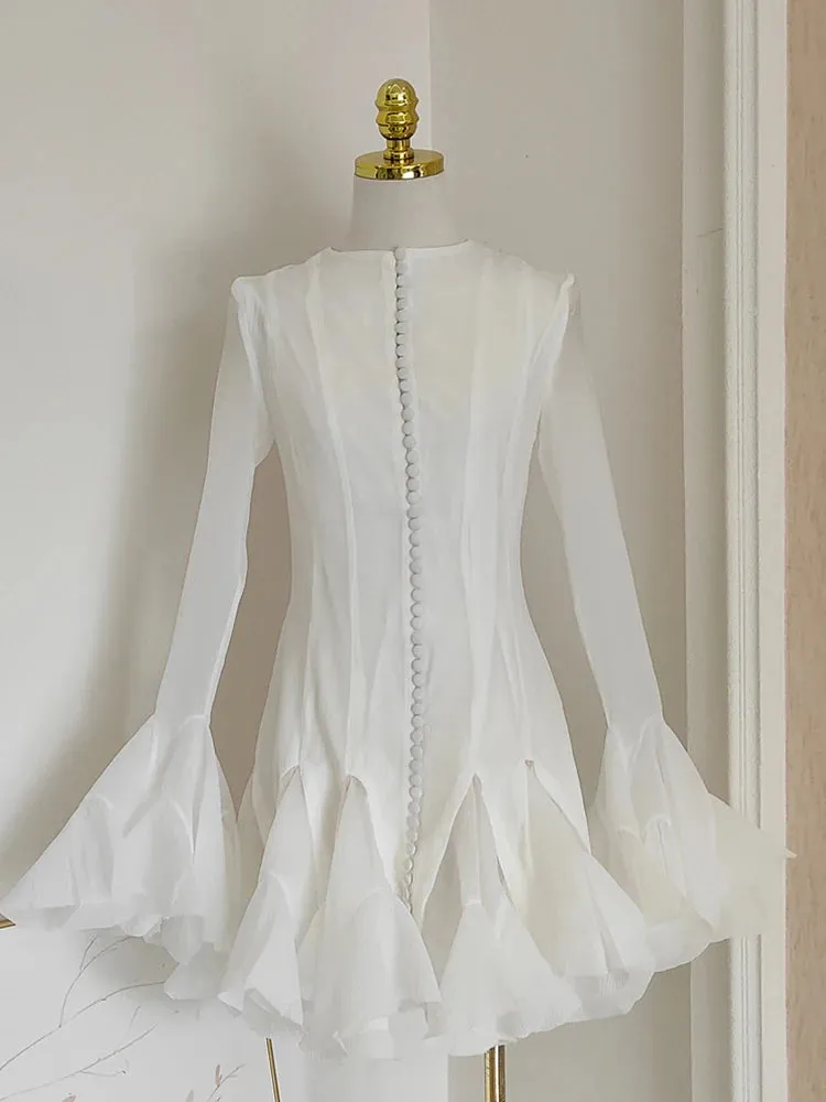 Pre Order:  Fluffy Flared Sleeves and Skirt Mini Dress