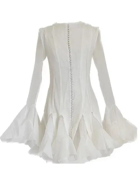 Pre Order:  Fluffy Flared Sleeves and Skirt Mini Dress