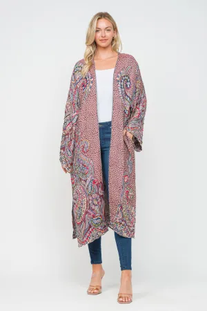 RAJ RHEA PLUM MULTI THICK STITCH EMBROIDERED DUSTER