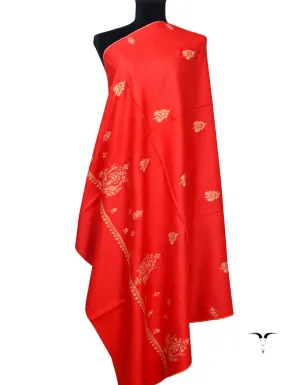 Red Pashmina Shawl With Sozni Work 5571