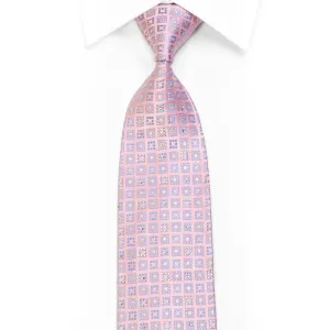 Rhinestone Silk Necktie Mauve Squares On Pink With Sparkles