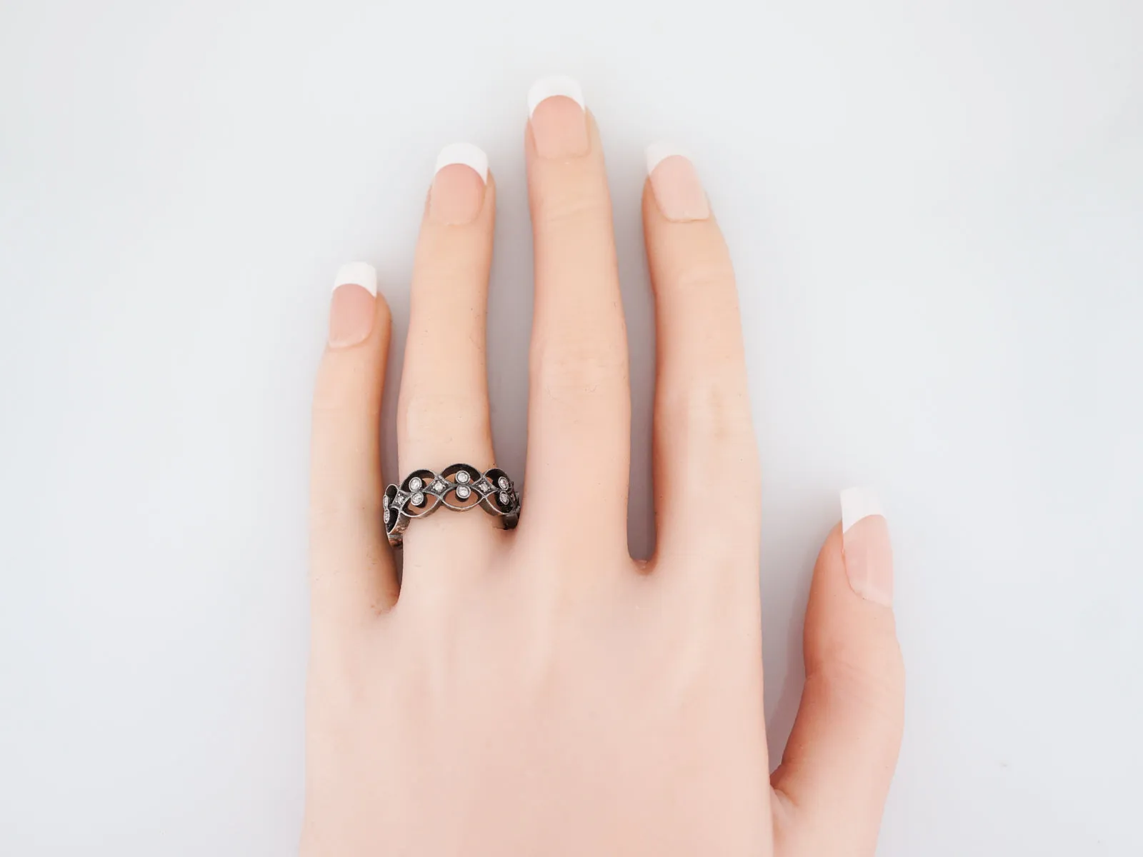 Right Hand Ring Modern .49 Round Brilliant Cut Diamonds in 14k White Gold