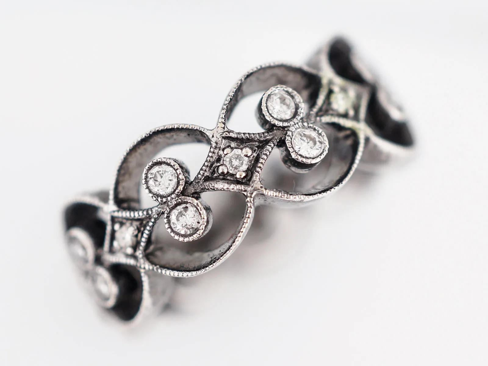 Right Hand Ring Modern .49 Round Brilliant Cut Diamonds in 14k White Gold