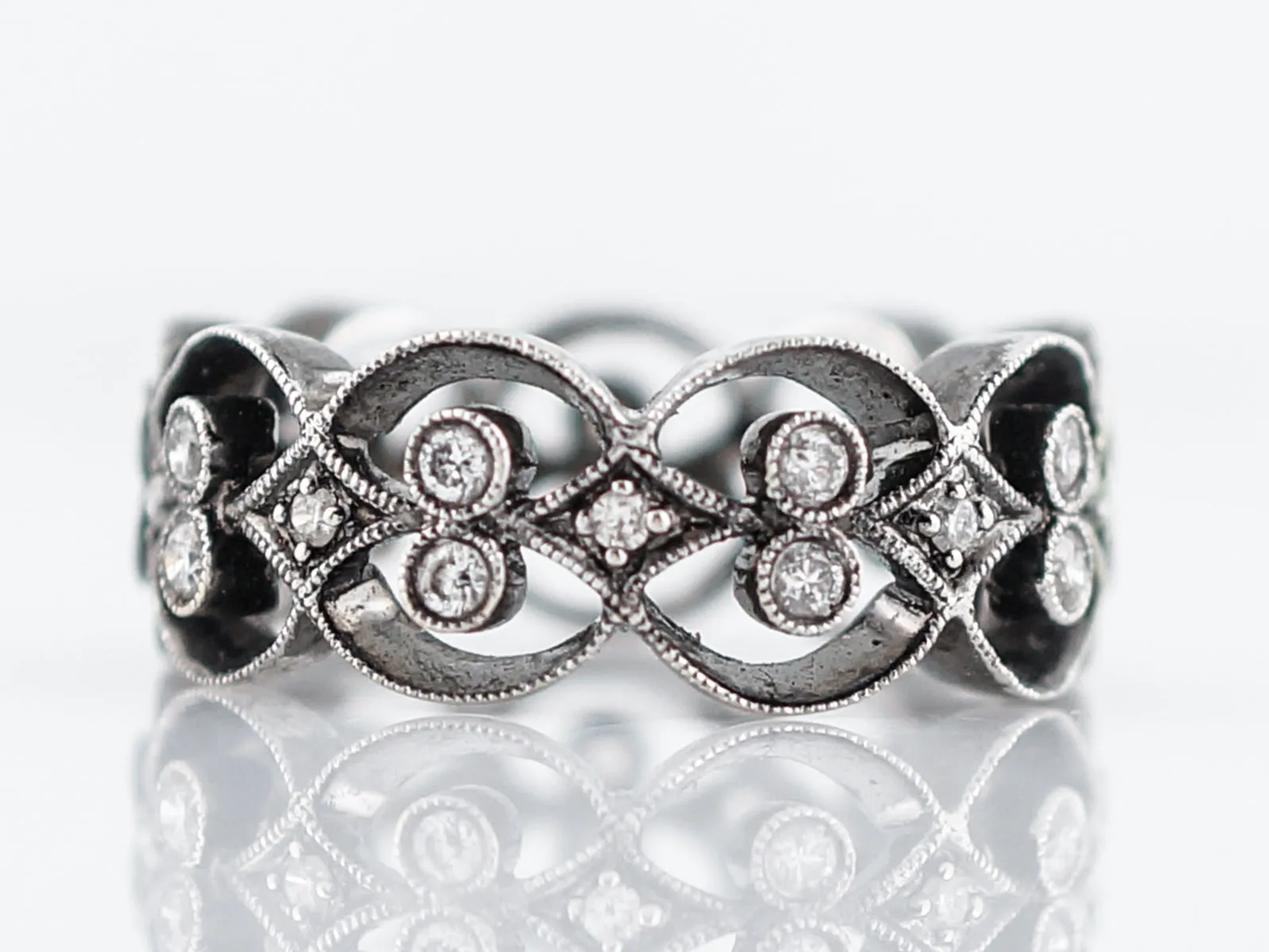 Right Hand Ring Modern .49 Round Brilliant Cut Diamonds in 14k White Gold