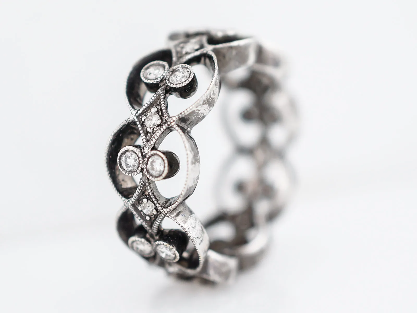 Right Hand Ring Modern .49 Round Brilliant Cut Diamonds in 14k White Gold