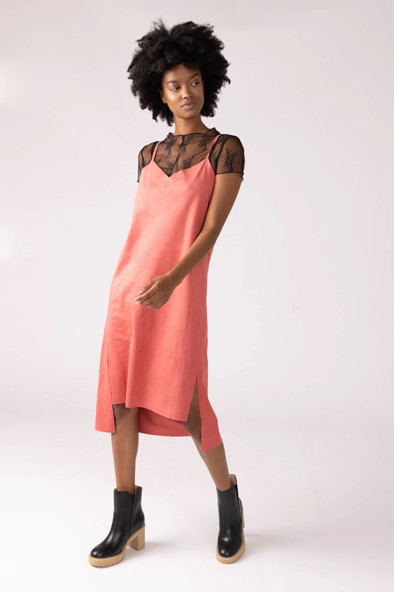 SALE - Alex Faux Suede Slip Dress