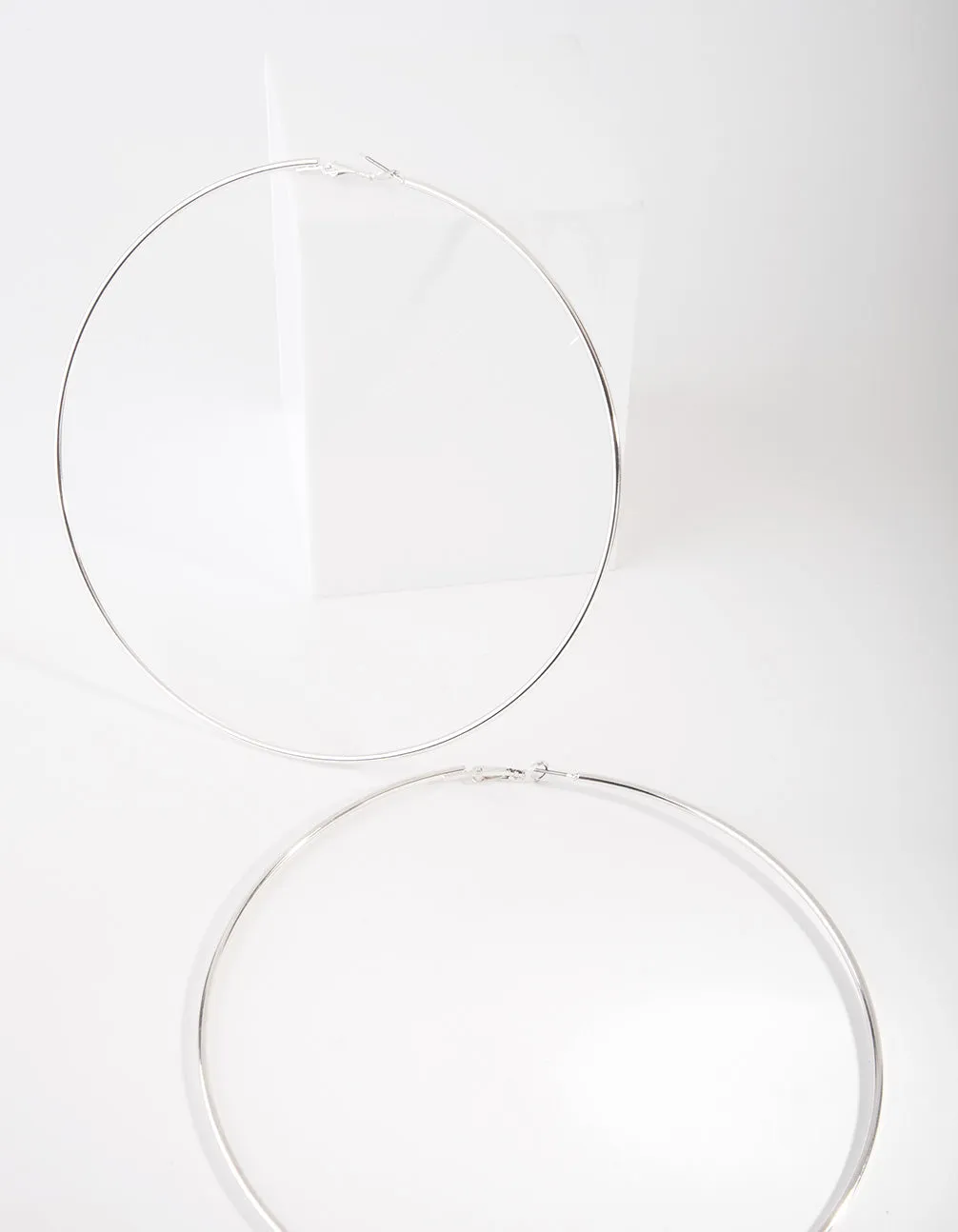 Silver Polished Large Hoop Earrings