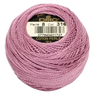 Size 8 Pearl Cotton Ball in Color 316 ~ Medium Antique Mauve