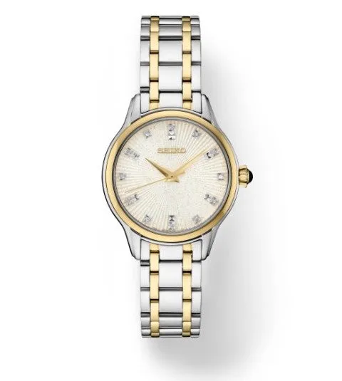 Stainless Steel Two Tone Watch w/ White Dial