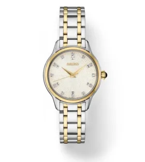 Stainless Steel Two Tone Watch w/ White Dial