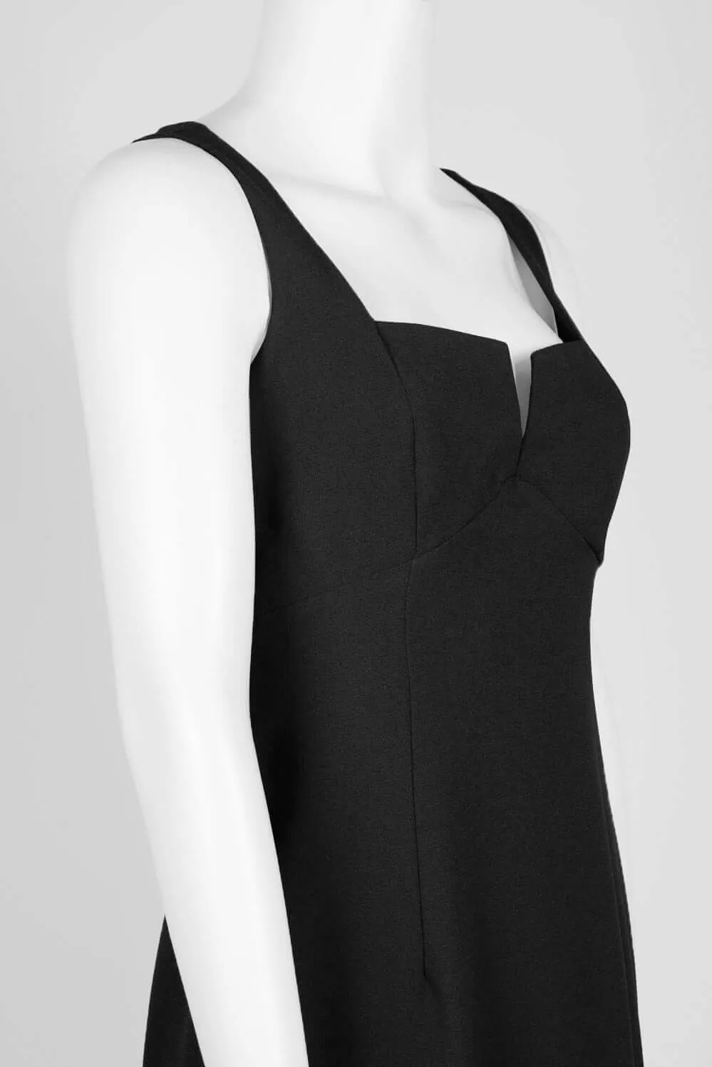 Taylor Split Square Neck Sleeveless Zipper Back Flutter Hem Solid Crepe Dress