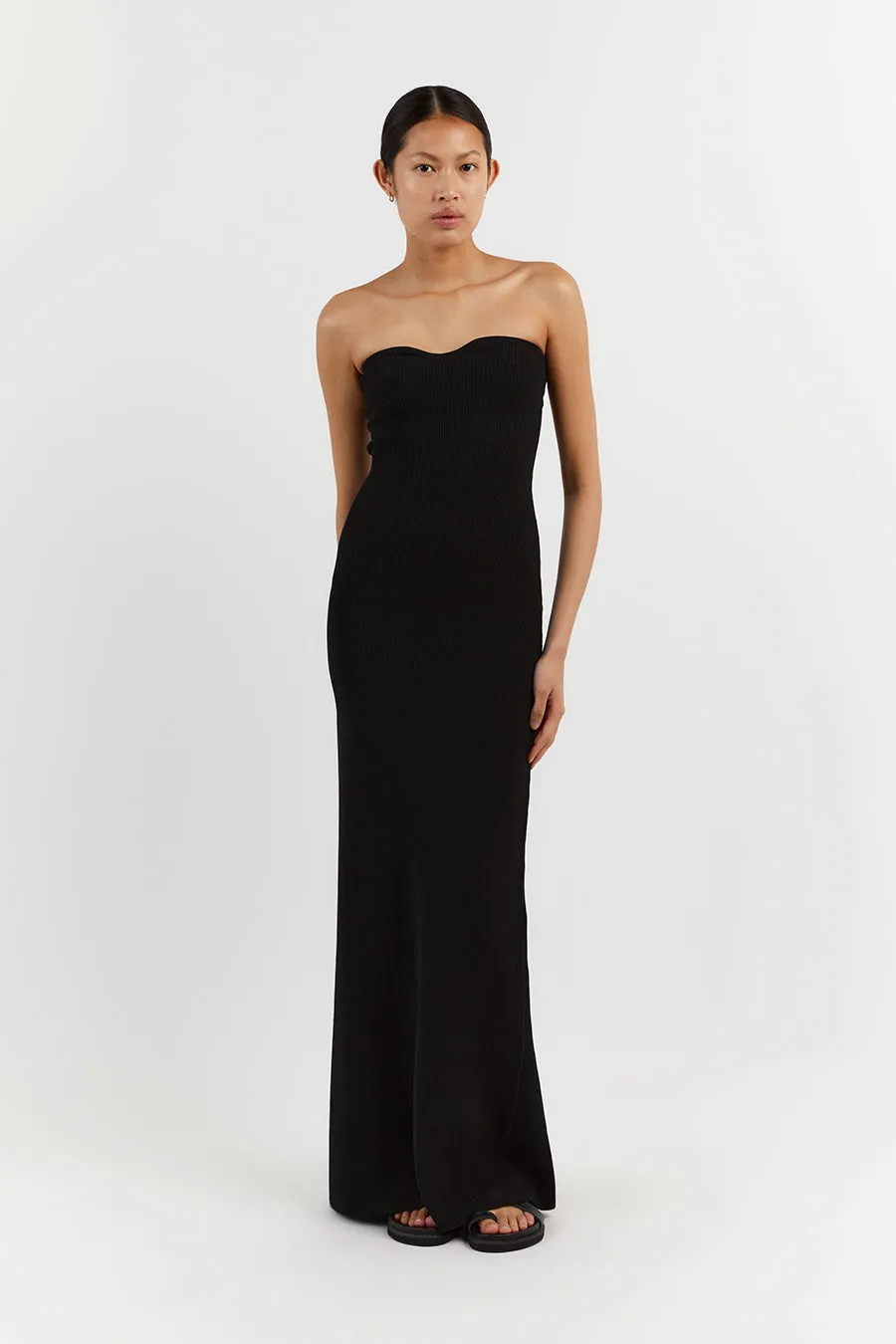 VERONICA BLACK BANDEAU MAXI DRESS