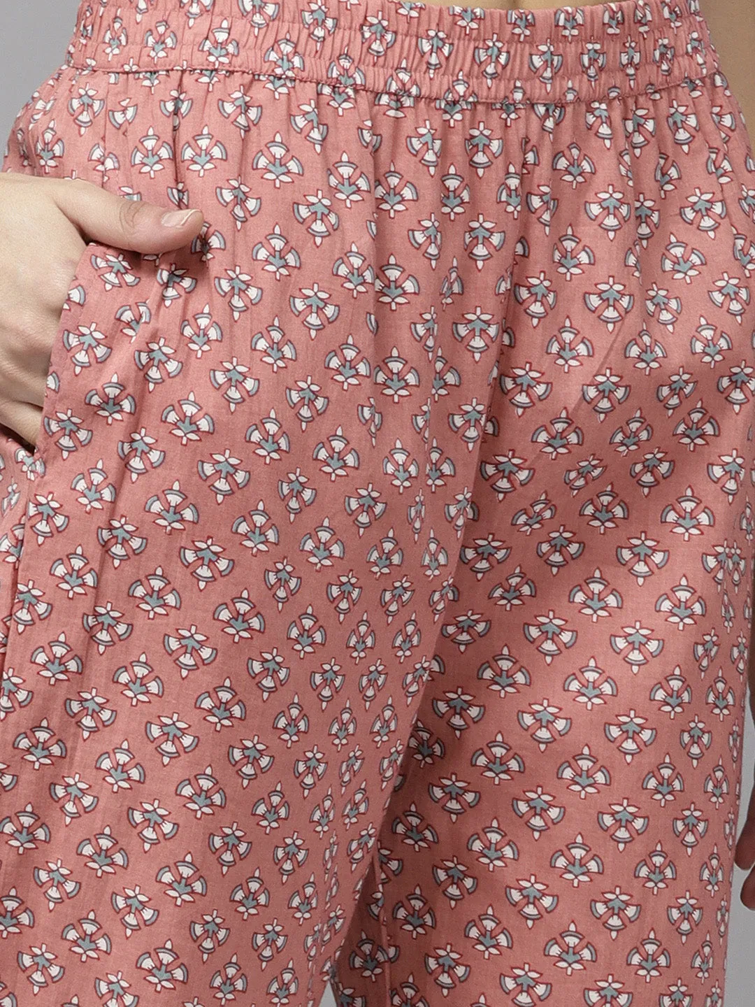 Women Pink Pure Cotton Kurta Set With Dupatta